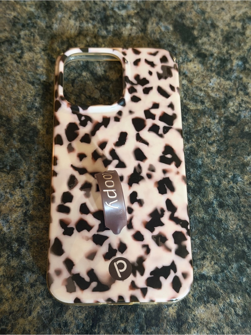 Loopy Case Pink and Black Tortoiseshell Pattern. iPhone 16 Pro Max